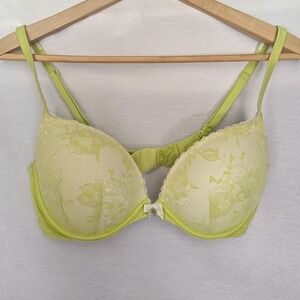 Victoria's Secret Bra Body by Victoria Pushup Lime‎ Yellow Green Lace 36D